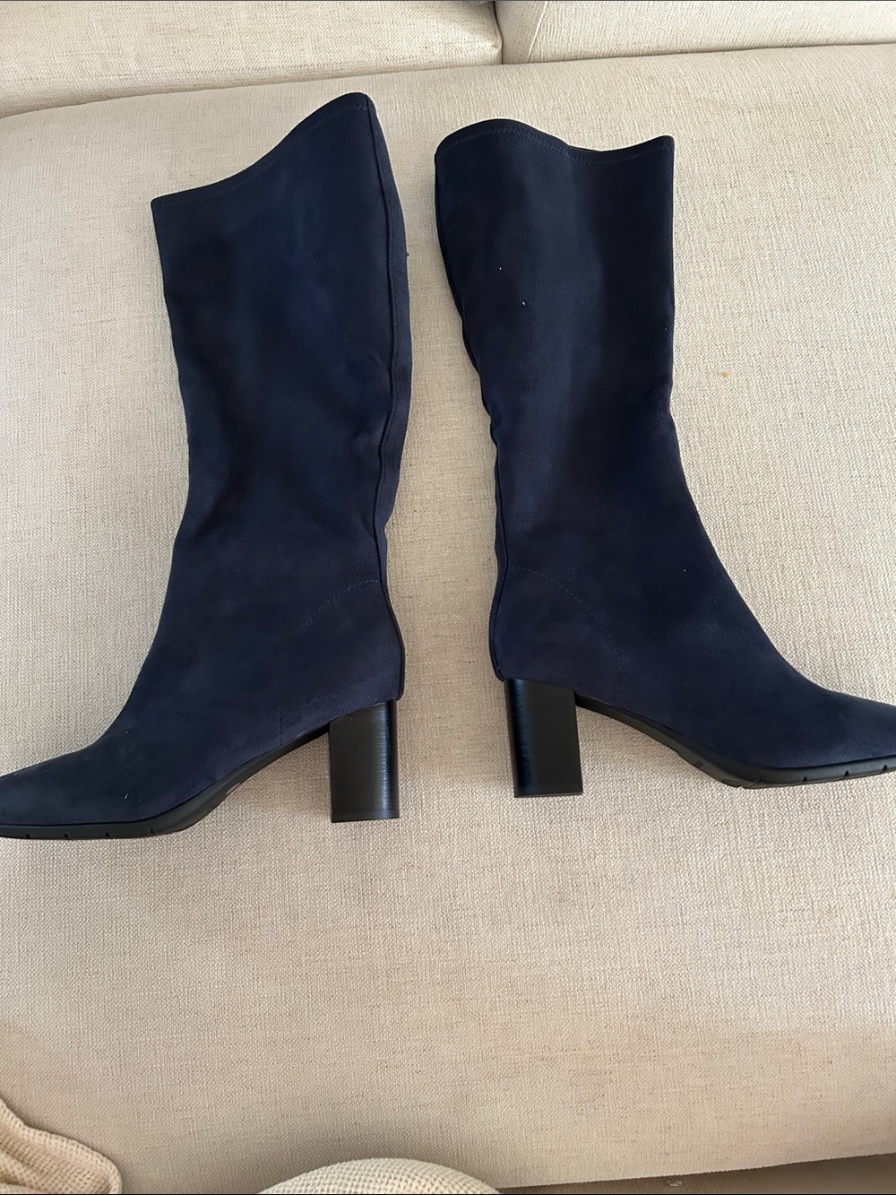 Aerosoles Tall-Shaft Heeled Boots -Micah, Navy Faux Suede, Size 8 Wide, NWT - Picture 4 of 10